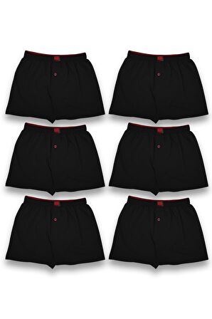 Erkek 6 Adet Penye Düğmeli Boxer Premium Paket