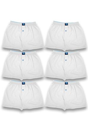 Erkek 6 Adet Penye Düğmeli Boxer Premium Paket