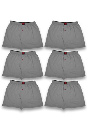 Erkek 6 Adet Penye Düğmeli Boxer Premium Paket
