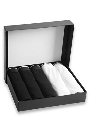 Erkek Pamuklu Likralı Boxer 5'li Premium Paket Çeyizlik Özel Dizayn