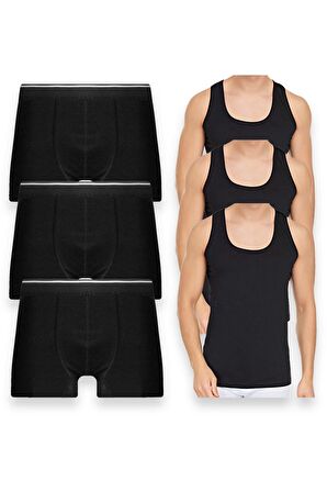 Erkek Pamulu Atlet Boxer Takımı Basic 3'lü Premium Paket