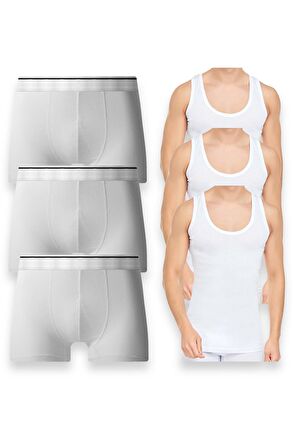 Erkek Pamulu Atlet Boxer Takımı Basic 3'lü Premium Paket