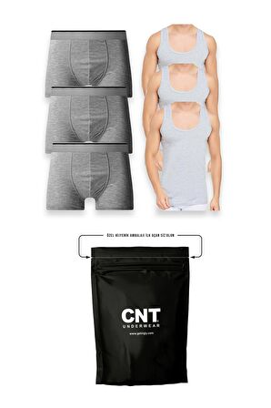 Erkek Pamulu Atlet Boxer Takımı Basic 3'lü Premium Paket