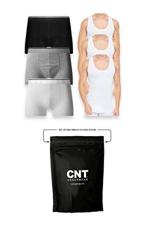 Erkek Pamulu Atlet Boxer Takımı Basic 3'lü Premium Paket