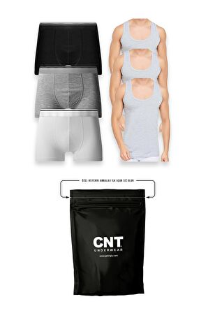 Erkek Pamulu Atlet Boxer Takımı Basic 3'lü Premium Paket