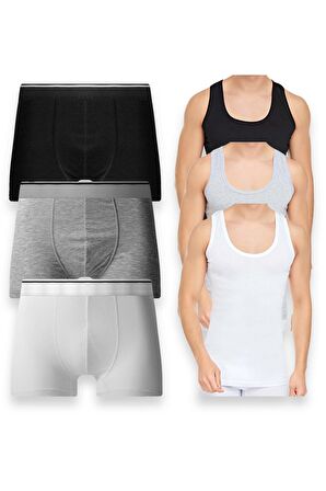 Erkek Pamulu Atlet Boxer Takımı Basic 3'lü Premium Paket
