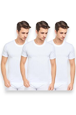 Erkek 3'lü Slim Fit Sıfır Yaka Fanila T-Shirt 