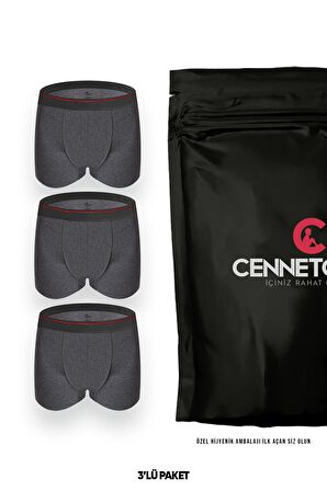 CENNETOĞLU Erkek 3 Adet Likralı Boxer Özel Hijyenik Ambalajlı Paket