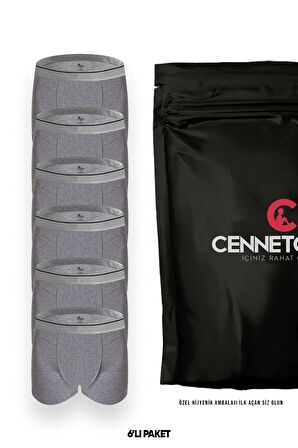 CENNETOĞLU Erkek 6 Adet Likralı Boxer Özel Hijyenik Ambalajlı Paket