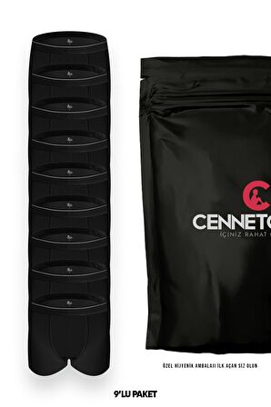 CENNETOĞLU Erkek 9 Adet Likralı Boxer Özel Hijyenik Ambalajlı Paket