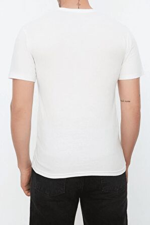 Erkek V Yaka %100 Pamuk Kısa Kollu Tişört