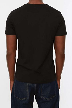 Erkek V Yaka %100 Pamuk Kısa Kollu Tişört