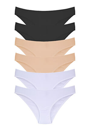 Kadın 6'lı Bikini Külot Karışık Renkli ve Çiçek Desenli  Ambalajında Özel Paket