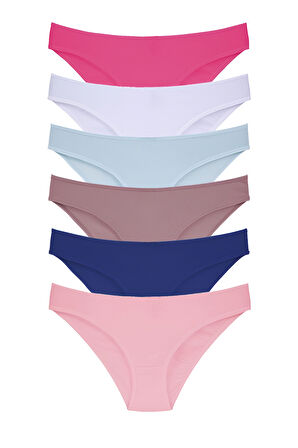 Kadın 6'lı Bikini Külot Karışık Renkli ve Çiçek Desenli  Ambalajında Özel Paket