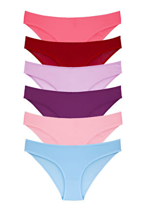 Kadın 6'lı Bikini Külot Karışık Renkli ve Çiçek Desenli  Ambalajında Özel Paket