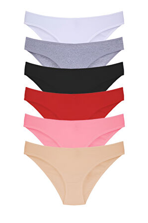 Kadın 6'lı Bikini Külot Karışık Renkli ve Çiçek Desenli  Ambalajında Özel Paket