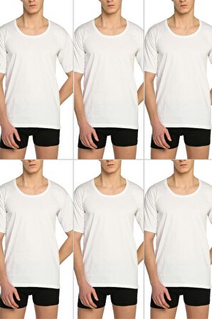 Erkek Geniş Yaka Penye Atlet Fanila 6'lı Paket