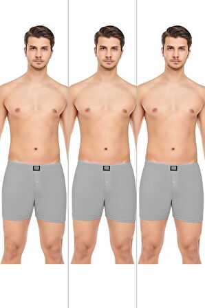 Erkek Rahat ve Konforlu Havlu Bel Pamuklu Düğmeli Boxer 3'lü Paket