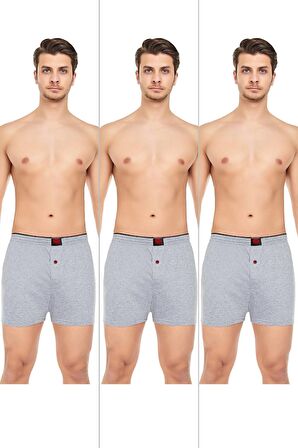 Erkek Rahat ve Konforlu Havlu Bel Pamuklu Düğmeli Boxer 3'lü Paket