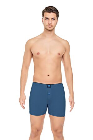 Erkek Rahat ve Konforlu Havlu Bel Pamuklu Düğmeli Boxer 3'lü Paket