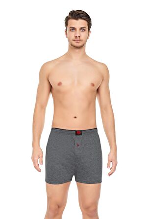 Erkek Rahat ve Konforlu Havlu Bel Pamuklu Düğmeli Boxer 3'lü Paket