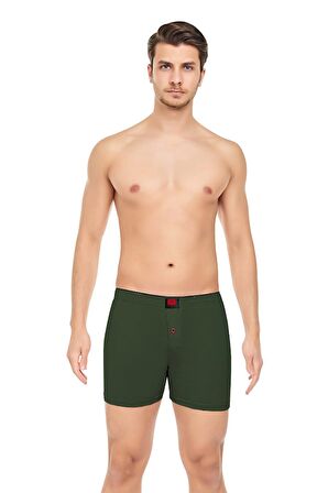 Erkek Rahat ve Konforlu Havlu Bel Pamuklu Düğmeli Boxer 3'lü Paket