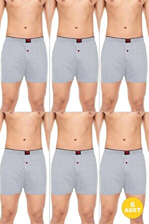 Erkek Rahat ve Konforlu Havlu Bel Pamuklu Düğmeli Boxer 6'lı Paket