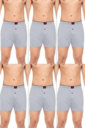 Erkek Rahat ve Konforlu Havlu Bel Pamuklu Düğmeli Boxer 6'lı Paket