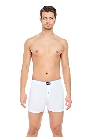 Erkek Rahat ve Konforlu Havlu Bel Pamuklu Düğmeli Boxer 6'lı Paket