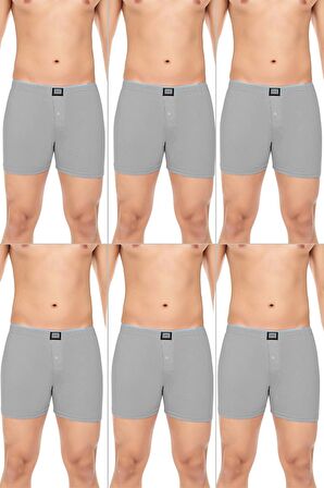 Erkek Rahat ve Konforlu Havlu Bel Pamuklu Düğmeli Boxer 6'lı Paket