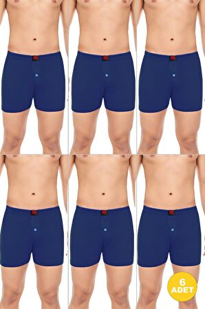 Erkek Rahat ve Konforlu Havlu Bel Pamuklu Düğmeli Boxer 6'lı Paket