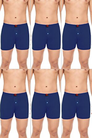 Erkek Rahat ve Konforlu Havlu Bel Pamuklu Düğmeli Boxer 6'lı Paket