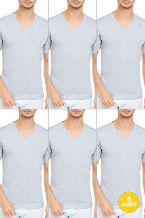 Erkek V Yaka Yarım Kol Fanila 6'lı Paket