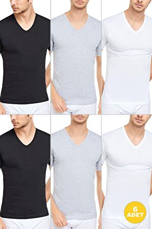 Erkek V Yaka Yarım Kol Fanila 6'lı Paket