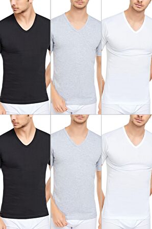 Erkek V Yaka Yarım Kol Fanila 6'lı Paket