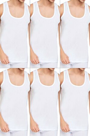 Erkek Beyaz %100 Pamuk Penye Atlet Ekonomik 6'lı Paket