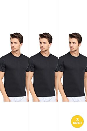 Erkek Slim Fit Sıfır Yaka Fanila T-Shirt 3'lü Paket