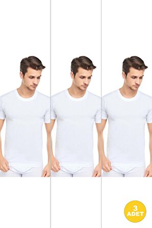 Erkek Slim Fit Sıfır Yaka Fanila T-Shirt 3'lü Paket