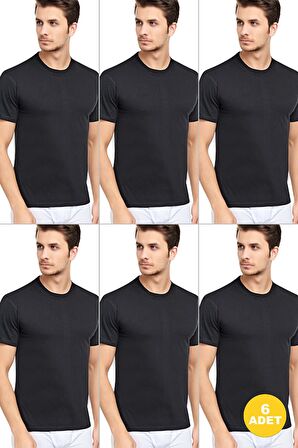 Erkek Slim Fit Sıfır Yaka Fanila T-Shirt 6'lı Paket
