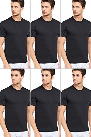 Erkek Slim Fit Sıfır Yaka Fanila T-Shirt 6'lı Paket