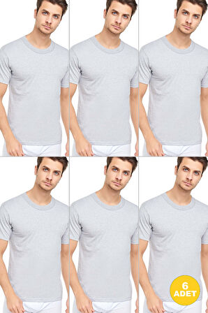 Erkek Slim Fit Sıfır Yaka Fanila T-Shirt 6'lı Paket