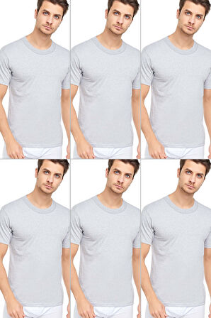Erkek Slim Fit Sıfır Yaka Fanila T-Shirt 6'lı Paket