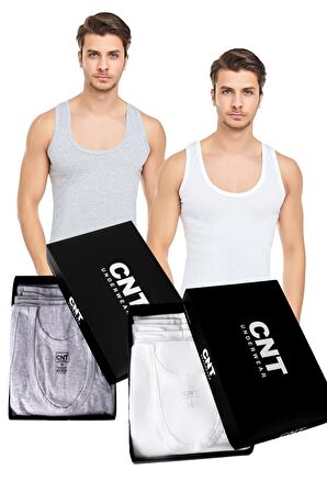 12 Adet CNT %100 Pamuk Beyaz Erkek Penye Atlet (Kutulu) 