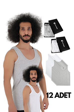 CENNETOĞLU 12 Adet Erkek Penye Atlet EKONOMİK PAKET 