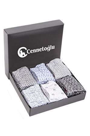 Erkek 6'lı Karışık Desenli Düğmeli Rahat Boxer Şort