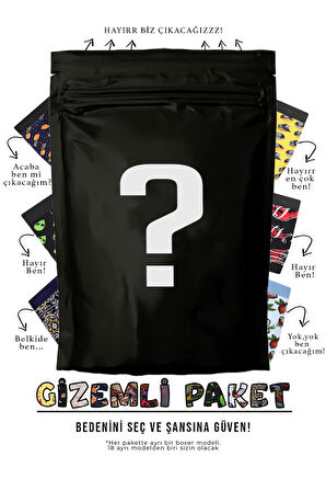 Erkek 1 Adet Rastgele Sürpriz Desenli Boxer - Özel Gizemli Paketinde Sürpriz Boxer