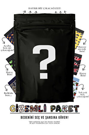 Erkek 3 Adet Rastgele Sürpriz Desenli Boxer - Özel Gizemli Paketinde Sürpriz Boxer
