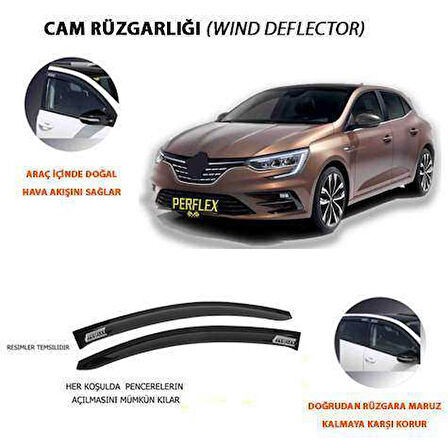 Renault Cam Ruzgarlıgı Classıc Tip 4 Parca Megane 4 Sedan  2016+ - Perflex Pa4-Rn14