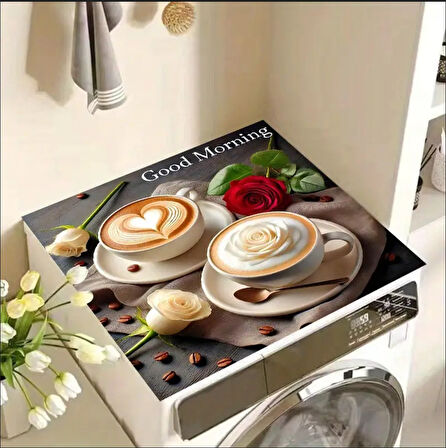 55 CM x 45 CM LATTE KAHVE TASARIMI TEZGAH ÜSTÜ BULAŞIK KURUTMA MATI BULAŞIKLIK KURUTMA ÖRTÜSÜ
