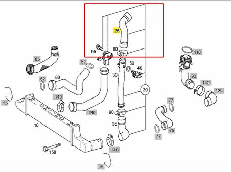 Mercedes Turbosarj Hortumu Sol Ust E-Class W210 99>02 S210 99>03 - Ucpa 10h128109